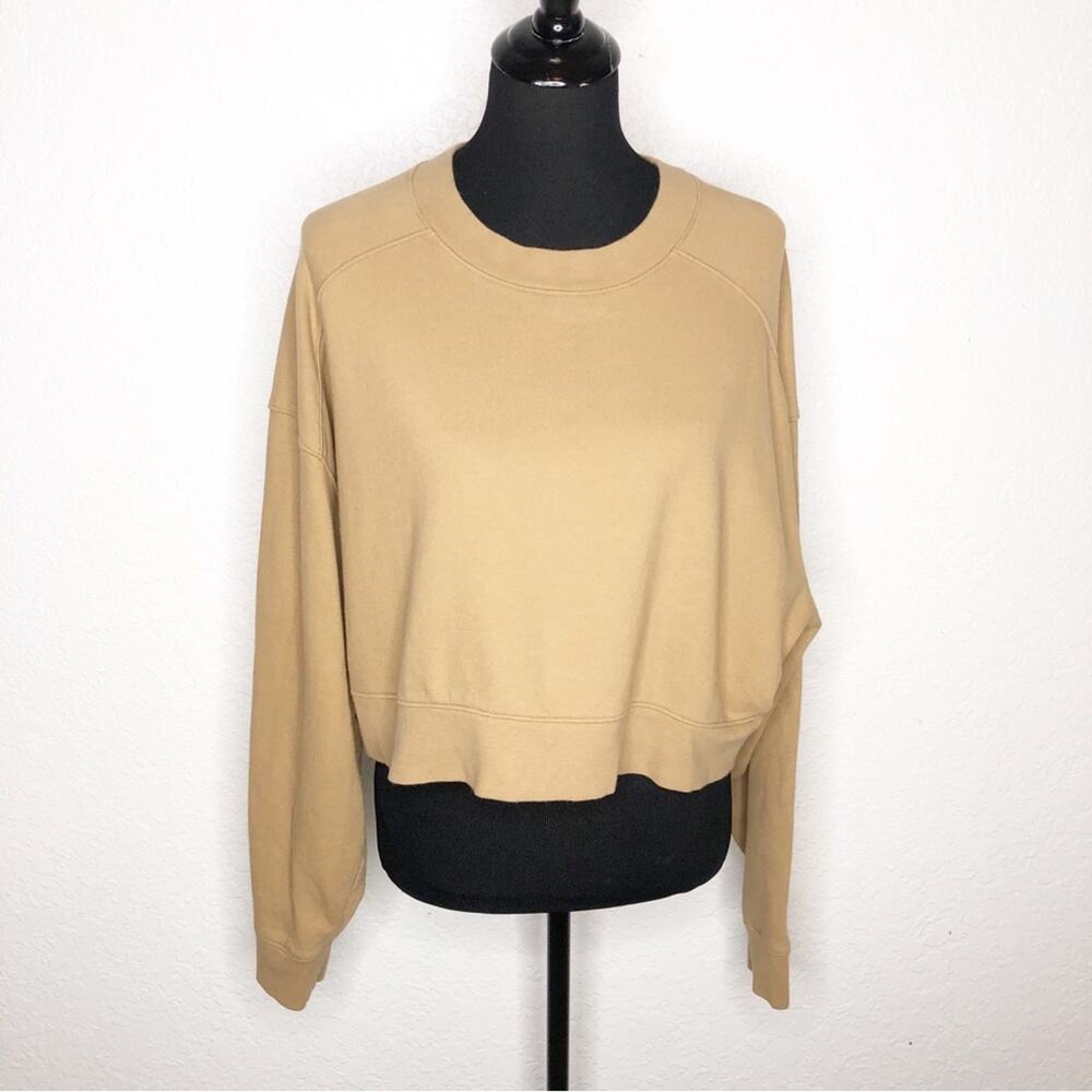 Nuuds tan brown cropped‎ sweatshirt top size Extra Large XL